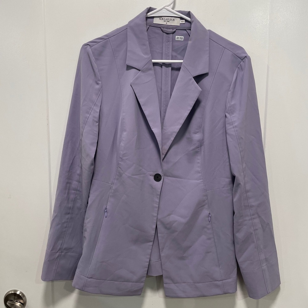 MM.LaFleur Moreland Jacket Lavender Purple Single Button Stretch Blazer Size 8